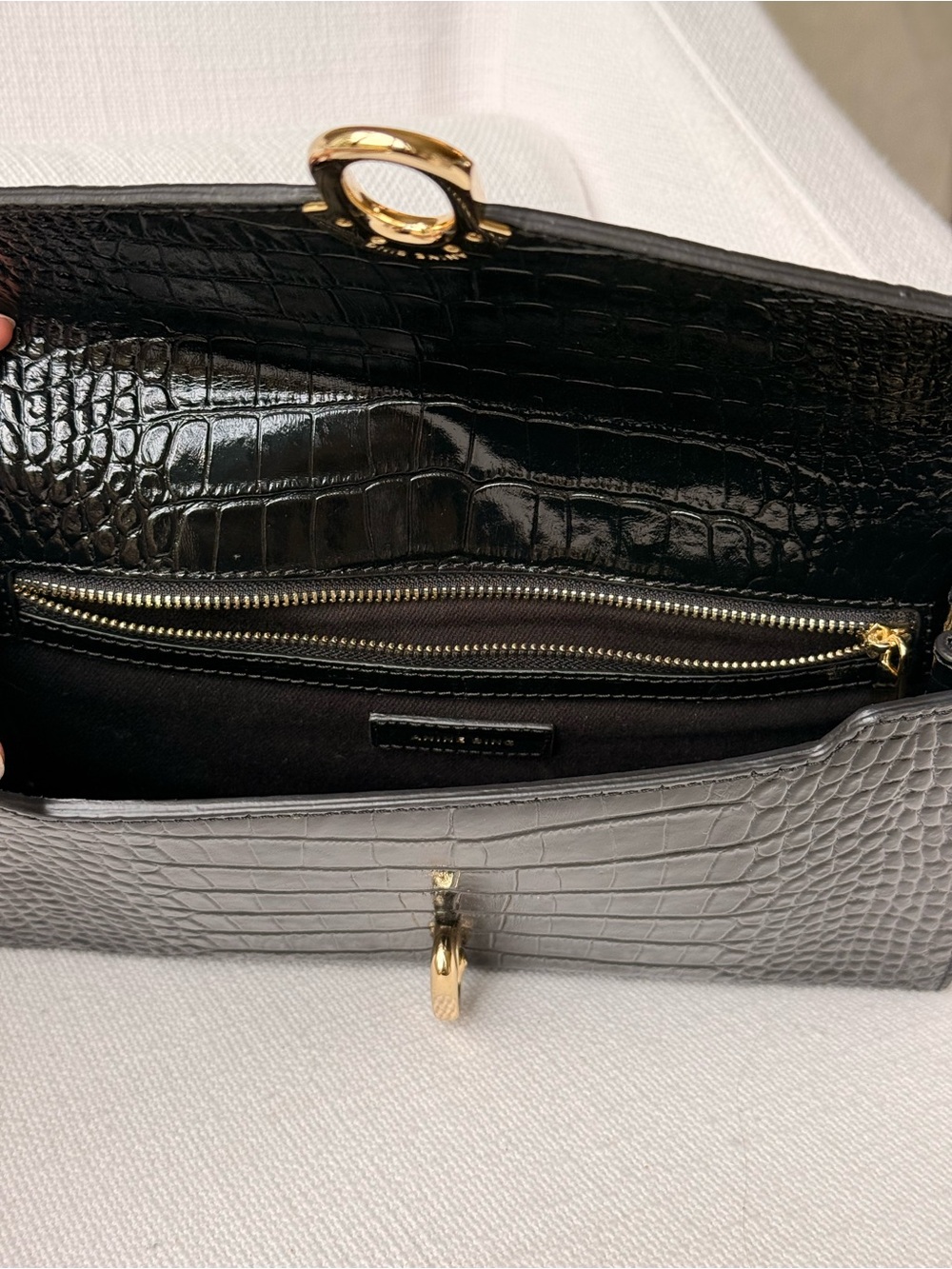 Anine Bing Colette Croc Embossed Leather Shoulder Bag - Picture 6 of 6
